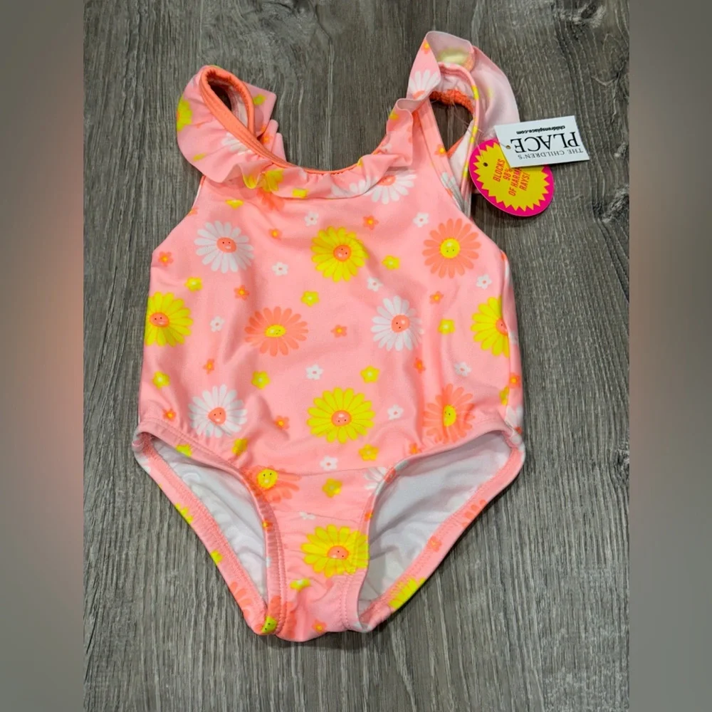 The Children’s Place Baby Girl Swimsuit 12-18 month Smile Flowers C7